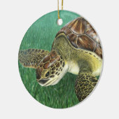 Juveniele Groene Schildpad Keramisch Ornament (Links)