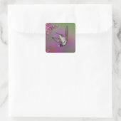 Juveniele mannelijke Ruby Throated Hummingbird Vierkante Sticker (Tas)