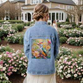 Juveniele regenboog specht fantasie vogel denim jacket