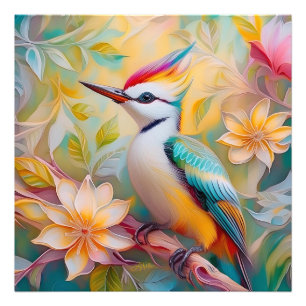 Juveniele regenboog specht fantasie vogel foto afdruk