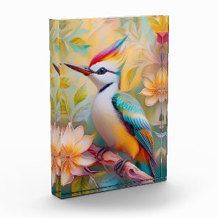 Juveniele regenboog specht fantasie vogel fotoblokken