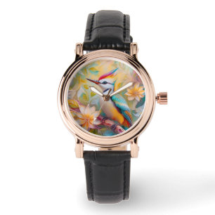 Juveniele regenboog specht fantasie vogel horloge