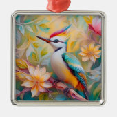 Juveniele regenboog specht fantasie vogel metalen ornament (Voorkant)