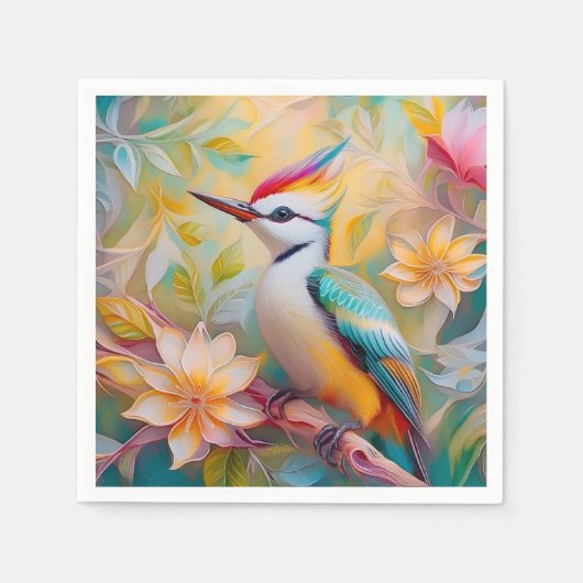 Juveniele regenboog specht fantasie vogel servet (Voorkant)