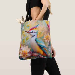 Juveniele regenboog specht fantasie vogel tote bag