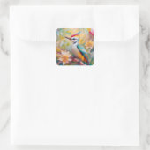Juveniele regenboog specht fantasie vogel vierkante sticker (Tas)