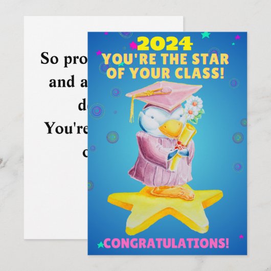 JUVENILE AFSTUDEREN Flat Dank u kaart (Voorkant / Achterkant)