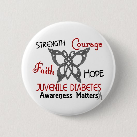 Juvenile Diabetes Celtic Butterfly 3 Ronde Button 5,7 Cm (Voorkant)