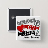 JUVENILE DIABETES VIERKANTE BUTTON 5,1 CM (Voorkant /achterkant)