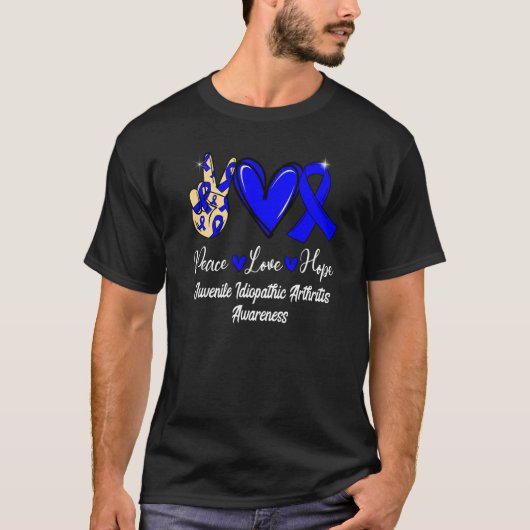Juvenile Idiopathic Arthritis Peace Love Hope Blue T-shirt (Voorkant)