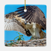 Juvenile Osprey in het nest Keramisch Ornament (Achterkant)
