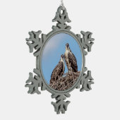 Juvenile Osprey in het nest Tin Sneeuwvlok Ornament (Links)