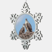 Juvenile Osprey in het nest Tin Sneeuwvlok Ornament (Rechts)