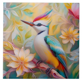 Juvenile Regenboog Specht Fantasie Vogel Tegeltje