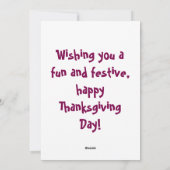 Juvinile gepersonaliseerde Thanksgiving vakantie K Feestdagenkaart (Achterkant)