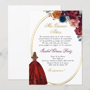 Juweel bloemen Quinceanera uitnodiging in het Spaa