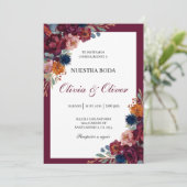Juweel bloemenbruiloft Spaans Kaart (Staand voorkant)