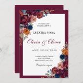 Juweel bloemenbruiloft Spaans Kaart (Voorkant / Achterkant)