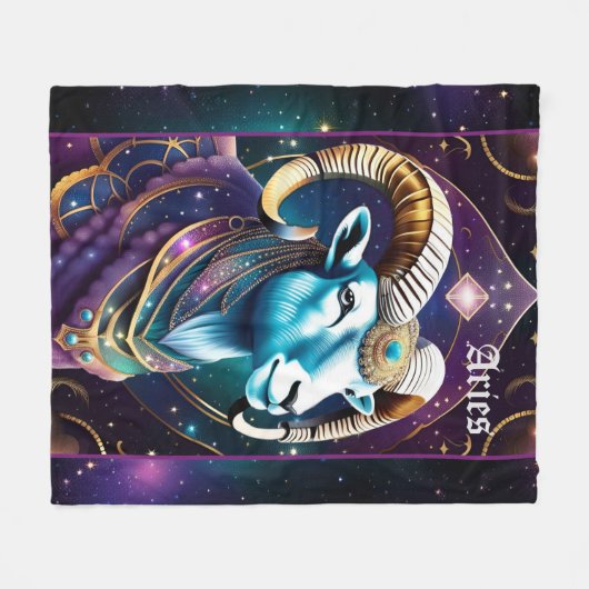 Juweel Galaxy Zodiac Ram Fleece Deken (Voorkant (Horizontaal))