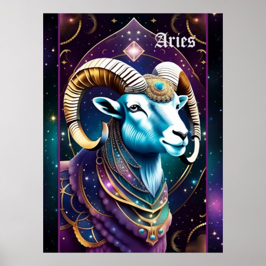 Juweel Galaxy Zodiac Ram Poster (Voorkant)
