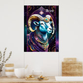 Juweel Galaxy Zodiac Ram Poster (Keuken)