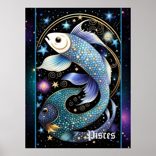 Juweel Galaxy Zodiac Vissen Poster (Voorkant)