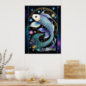 Juweel Galaxy Zodiac Vissen Poster (Keuken)