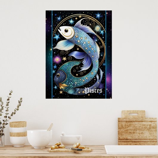 Juweel Galaxy Zodiac Vissen Poster (Keuken)