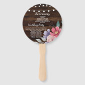 Juweel hout bloemenbruiloft programma bloemen fan handwaaier (Achterkant)