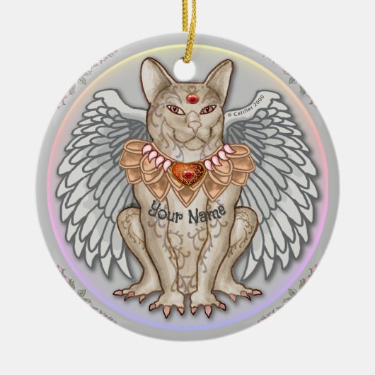 Juweel Kat Gargouille Keramisch Ornament (Voorkant)