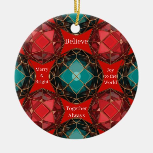 Juweel Kleurenschijf Kerstmis Keramisch Ornament (Voorkant)