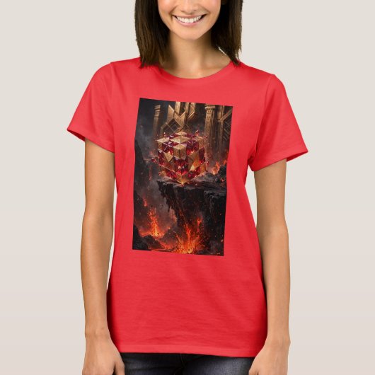 Juweel Kubus op de Vulkanische Afgrond T-shirt (Voorkant)