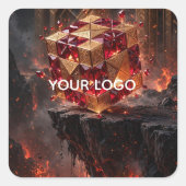 Juweel Kubus op de Vulkanische Afgrond Vierkante Sticker (Voorkant)