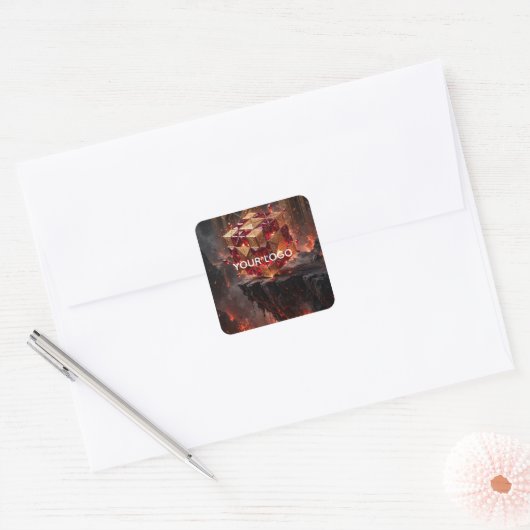 Juweel Kubus op de Vulkanische Afgrond Vierkante Sticker (Envelop)