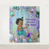 Juweel Mermaid Baby shower Achtergrond Wandkleed (Voorkant)
