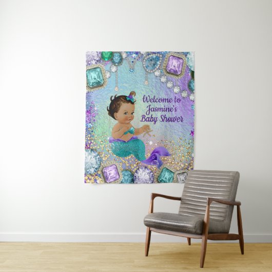 Juweel Mermaid Baby shower Bacdrop Banner Wandkleed (In situ)