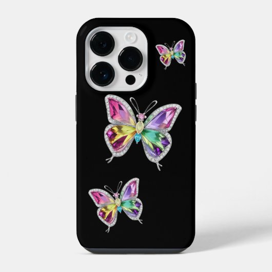 Juweel Regenboog Kristal Vlinders iPhone Hoesje (Achterkant)