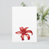 Juweel rode lelie waterverf bruiloft eenzijdige ku informatiekaartje (Staand voorkant)