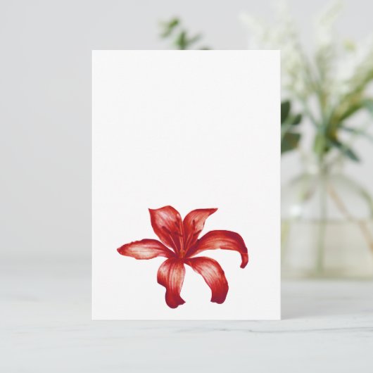 Juweel rode lelie waterverf bruiloft eenzijdige ku informatiekaartje (Staand voorkant)