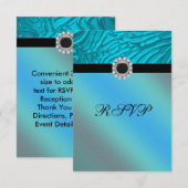 Juweel Teal Blauwe Zebra RSVP Kaartje (Voorkant / Achterkant)