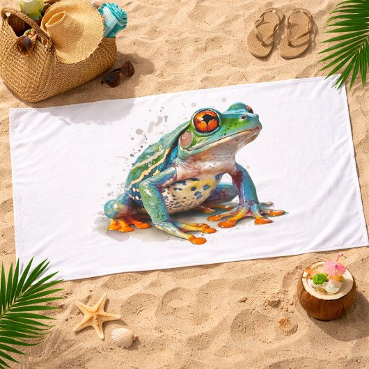 Juweel-Tint Waterverf Kikker  Badhanddoek