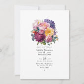 Juweel-tonen en Groene Bloemen Bruiloft Kaart (Voorkant)