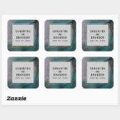 Juweel Tones Marmeren Inkt Wassen Patroon Bruiloft Vierkante Sticker (Vel)