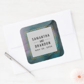 Juweel Tones Marmeren Inkt Wassen Patroon Bruiloft Vierkante Sticker (Envelop)