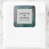 Juweel Tones Marmeren Inkt Wassen Patroon Bruiloft Vierkante Sticker (Tas)