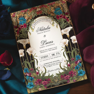 juweel Toon Calla Lily Art Nouveau bruiloft Kaart