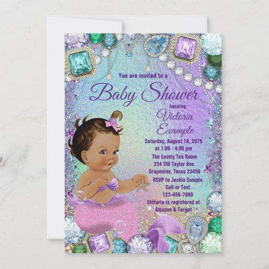 Juweel Zeemeermin Etnisch Roze Zeemeermin Baby sho Kaart (Voorkant)