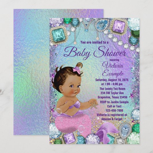 Juweel Zeemeermin Etnisch Roze Zeemeermin Baby sho Kaart (Voorkant / Achterkant)