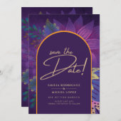 Juweeltonen Pruim Paars Bes Goud Trouwfeest Kaart (Voorkant / Achterkant)