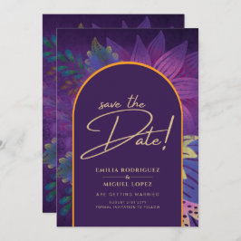 Juweeltonen Pruim Paars Bes Goud Trouwfeest Kaart